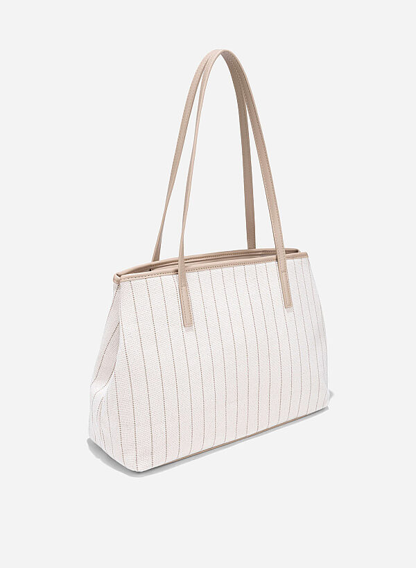Baseball Print Canvas Bag - TTE 0168 - Beige - VASCARA