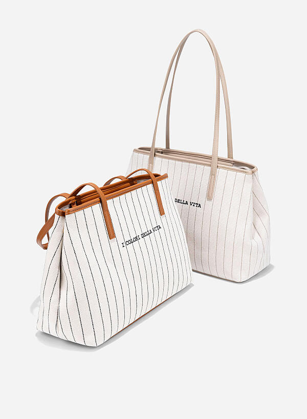 Baseball Print Canvas Bag - TTE 0168 - Beige - VASCARA
