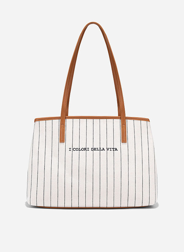 Baseball Print Canvas Bag - TTE 0168 - Brown