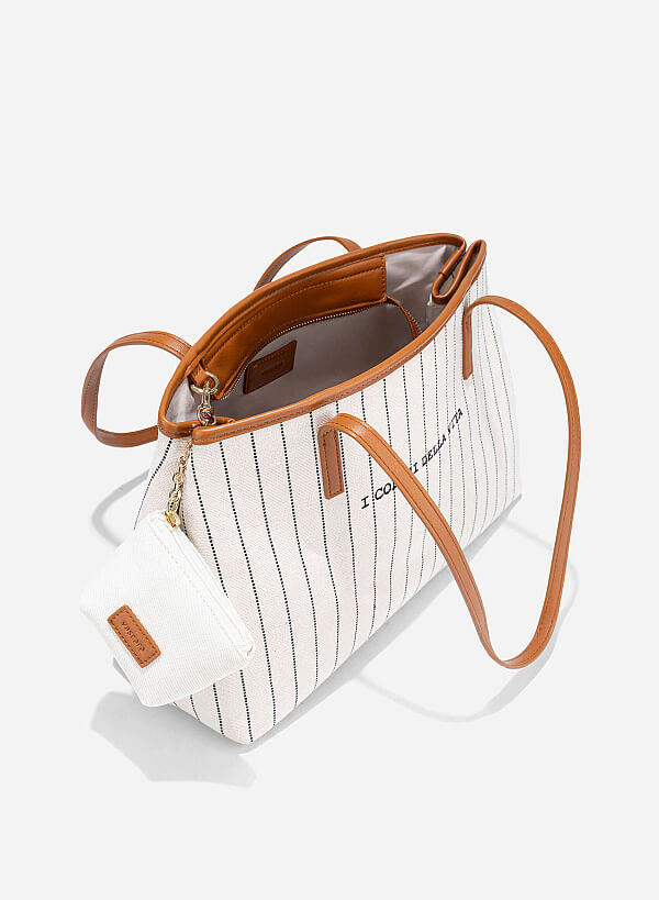 Baseball Print Canvas Bag - TTE 0168 - Brown - VASCARA