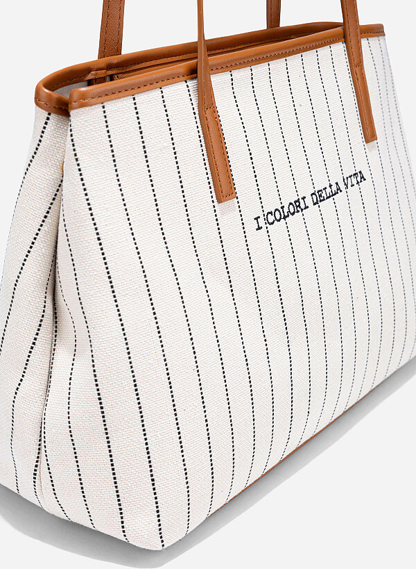 Baseball Print Canvas Bag - TTE 0168 - Brown - VASCARA
