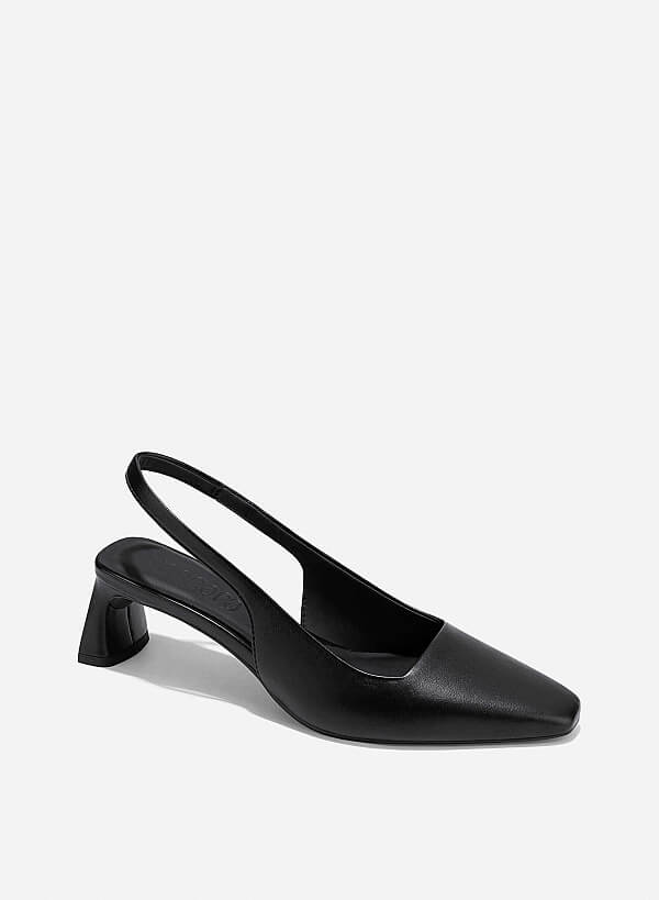Block Heeled Slingback - HIG 0671 - Black - VASCARA