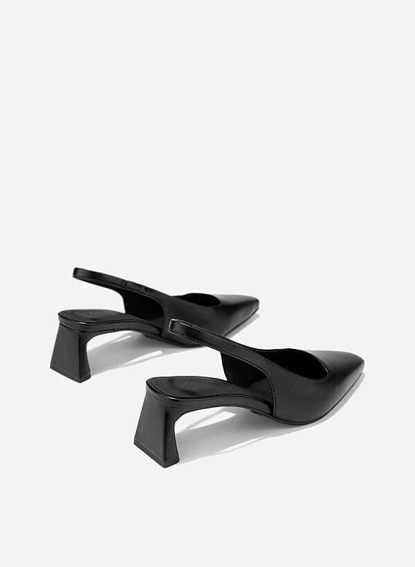 Block Heeled Slingback - HIG 0671 - Black - VASCARA