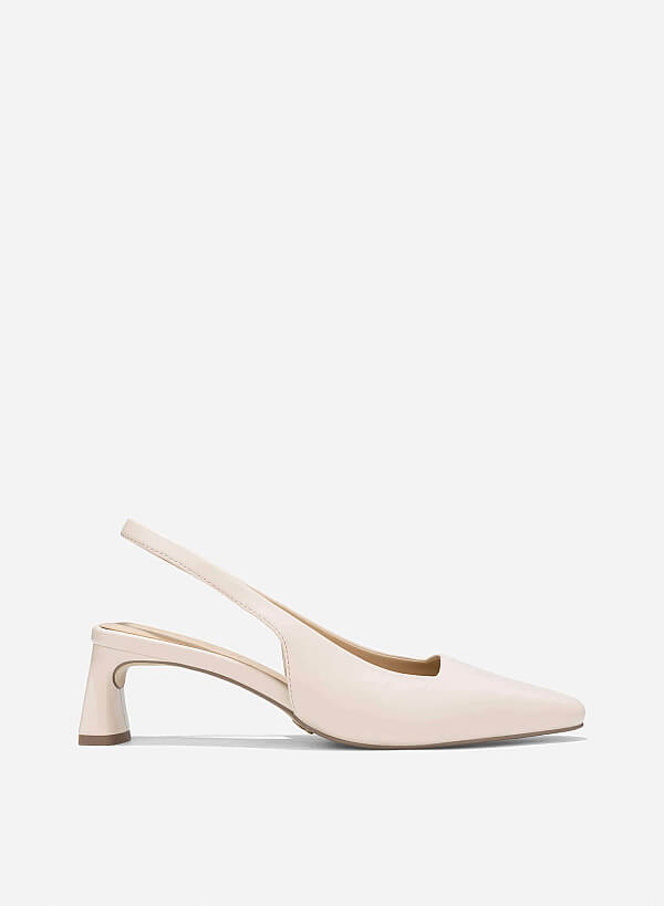 Block Heeled Slingback - HIG 0671 - Cream