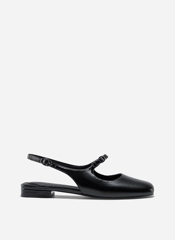 Bow Tie Strap Slingbacks - HIG 0669 - Black