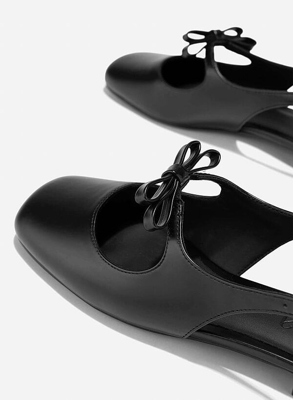 Bow Tie Strap Slingbacks - HIG 0669 - Black - VASCARA