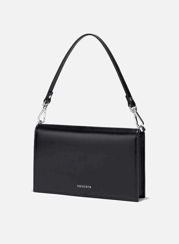 Carry Strap Flap Basic Wallet - WLL 0300 - Black - VASCARA