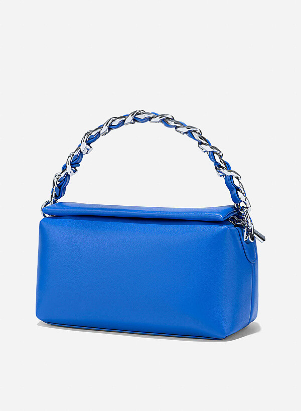 Chain Décor Strap Box Bag - MES 0260 - Blue - VASCARA