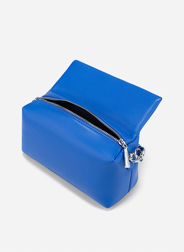 Chain Décor Strap Box Bag - MES 0260 - Blue - VASCARA