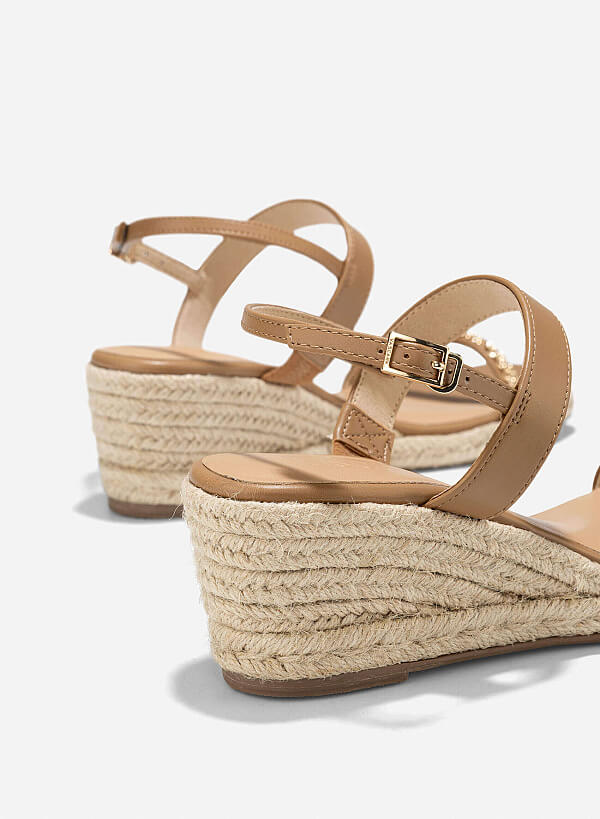 Chain Strap Wedge Sandal - PLA 0448 - Light Brown - VASCARA