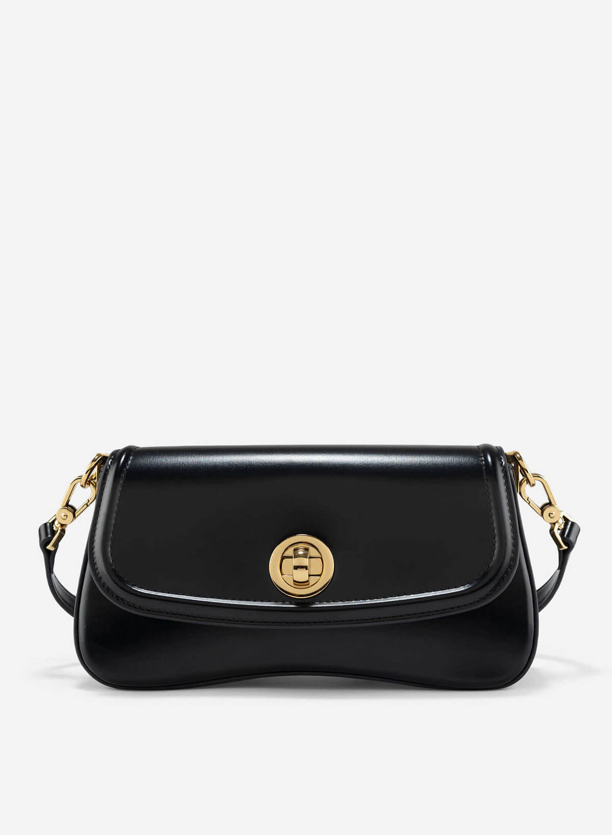 Classic Lock Bombe Trim Shoulder Bag - MES 0245 - Black - VASCARA
