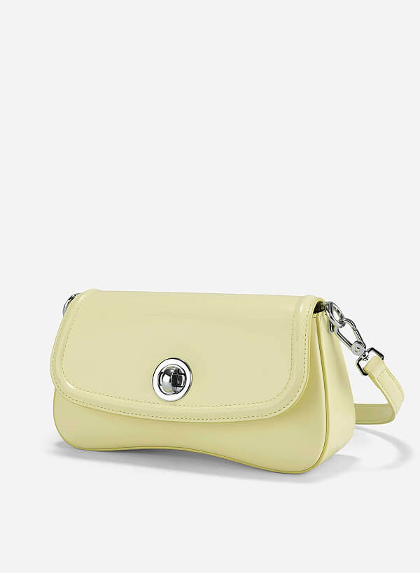 Classic Lock Bombe Trim Shoulder Bag - MES 0245 - Light Yellow - VASCARA