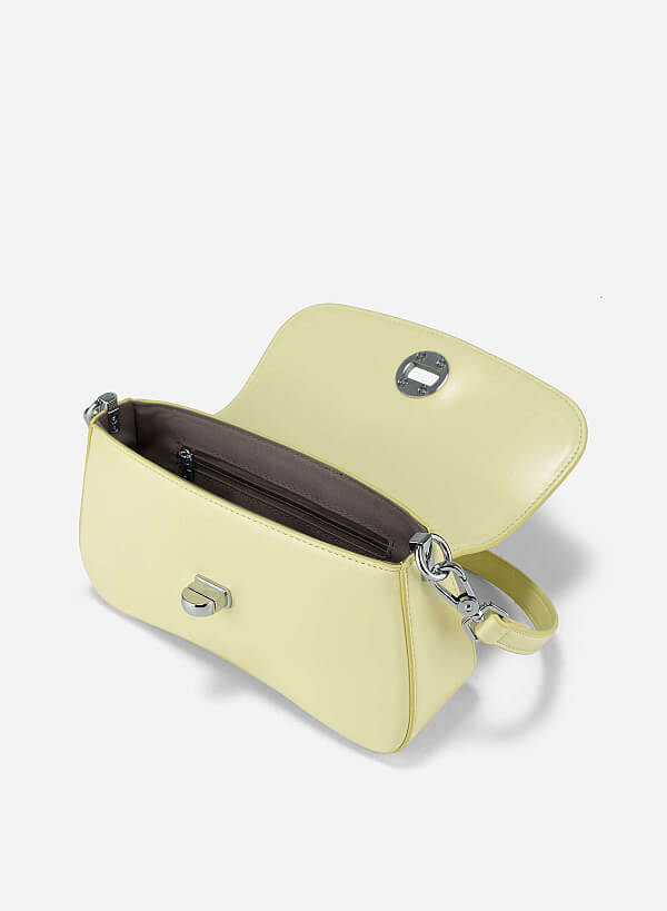 Classic Lock Bombe Trim Shoulder Bag - MES 0245 - Light Yellow - VASCARA