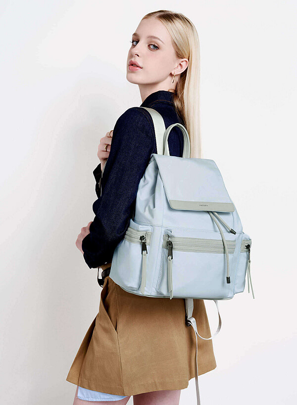 Color-Block Pastel Backpack - BAK 0210 - Light Blue - VASCARA