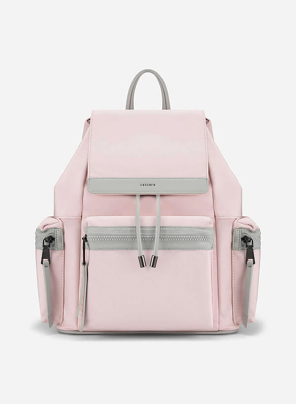 Color-Block Pastel Backpack - BAK 0210 - Light Pink