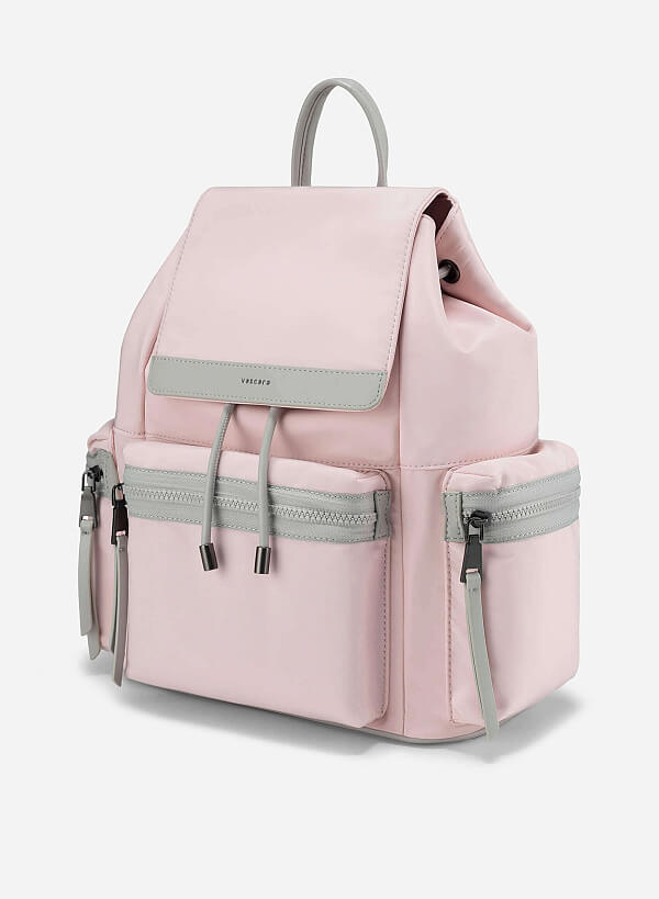 Color-Block Pastel Backpack - BAK 0210 - Light Pink - VASCARA