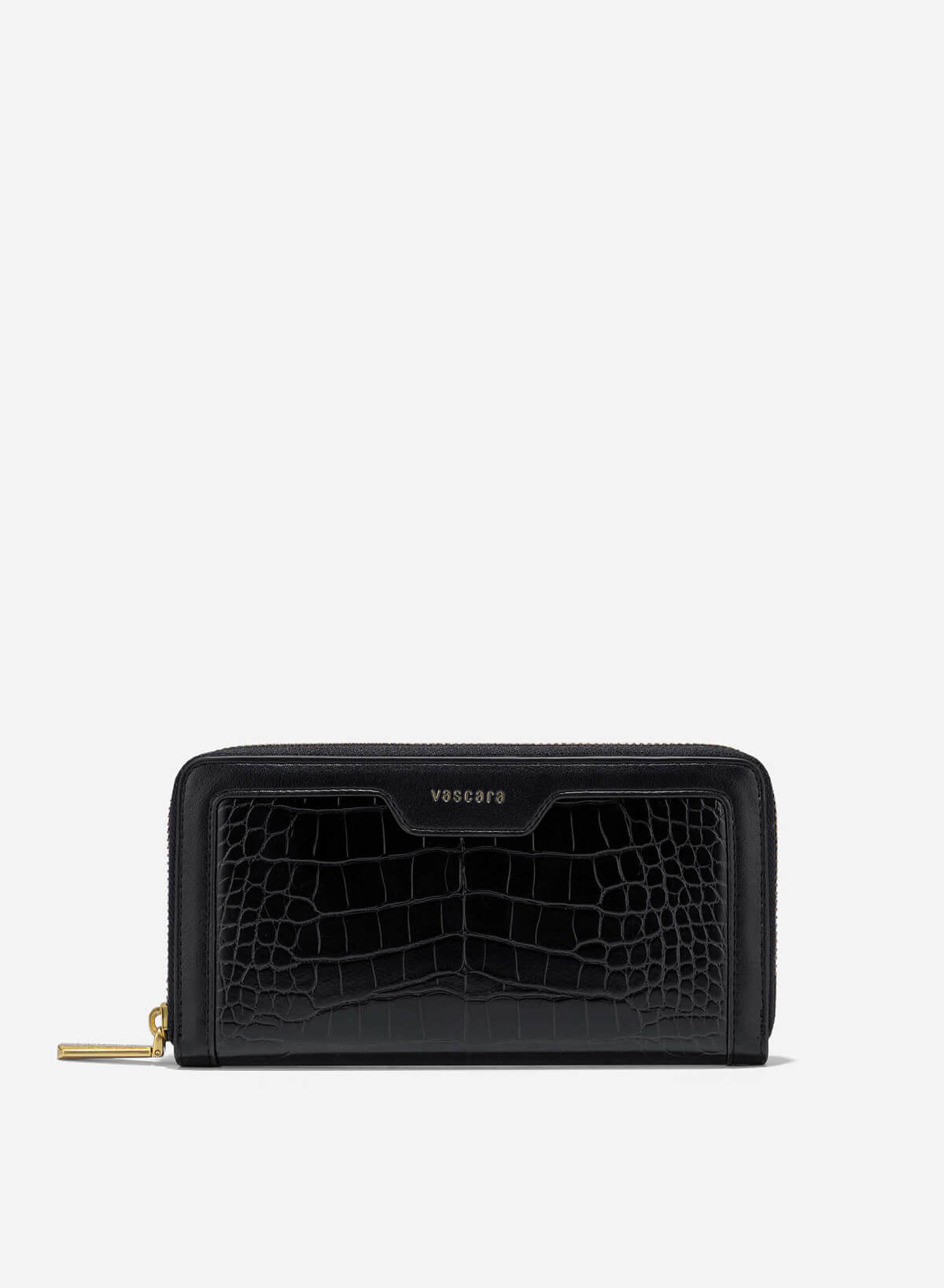 Crocodile Pattern Zip-Around Handheld Wallet - WLL 0302 - Black - VASCARA