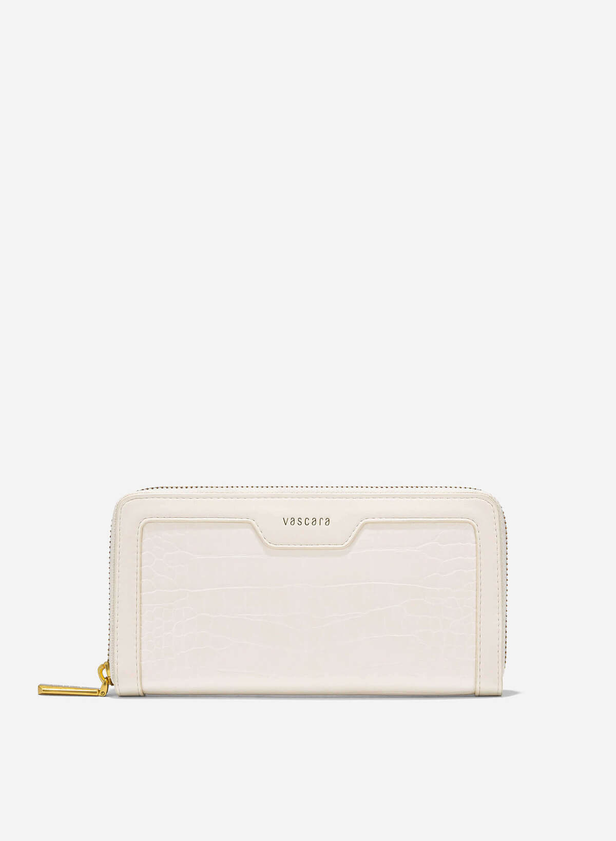 Crocodile Pattern Zip-Around Handheld Wallet - WLL 0302 - Cream - VASCARA
