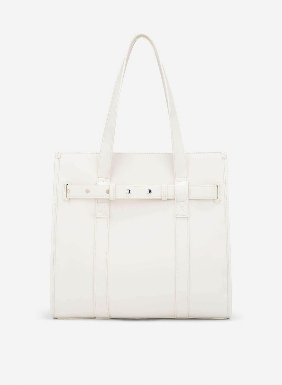 Décor Belt Rectangle-Shaped Tote Bag - TTE 0167 - Cream - VASCARA