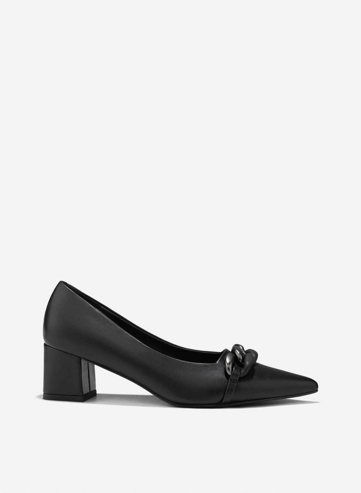 Décor Buckle Pointed Toe Pumps - HIG 0660 - Black - VASCARA