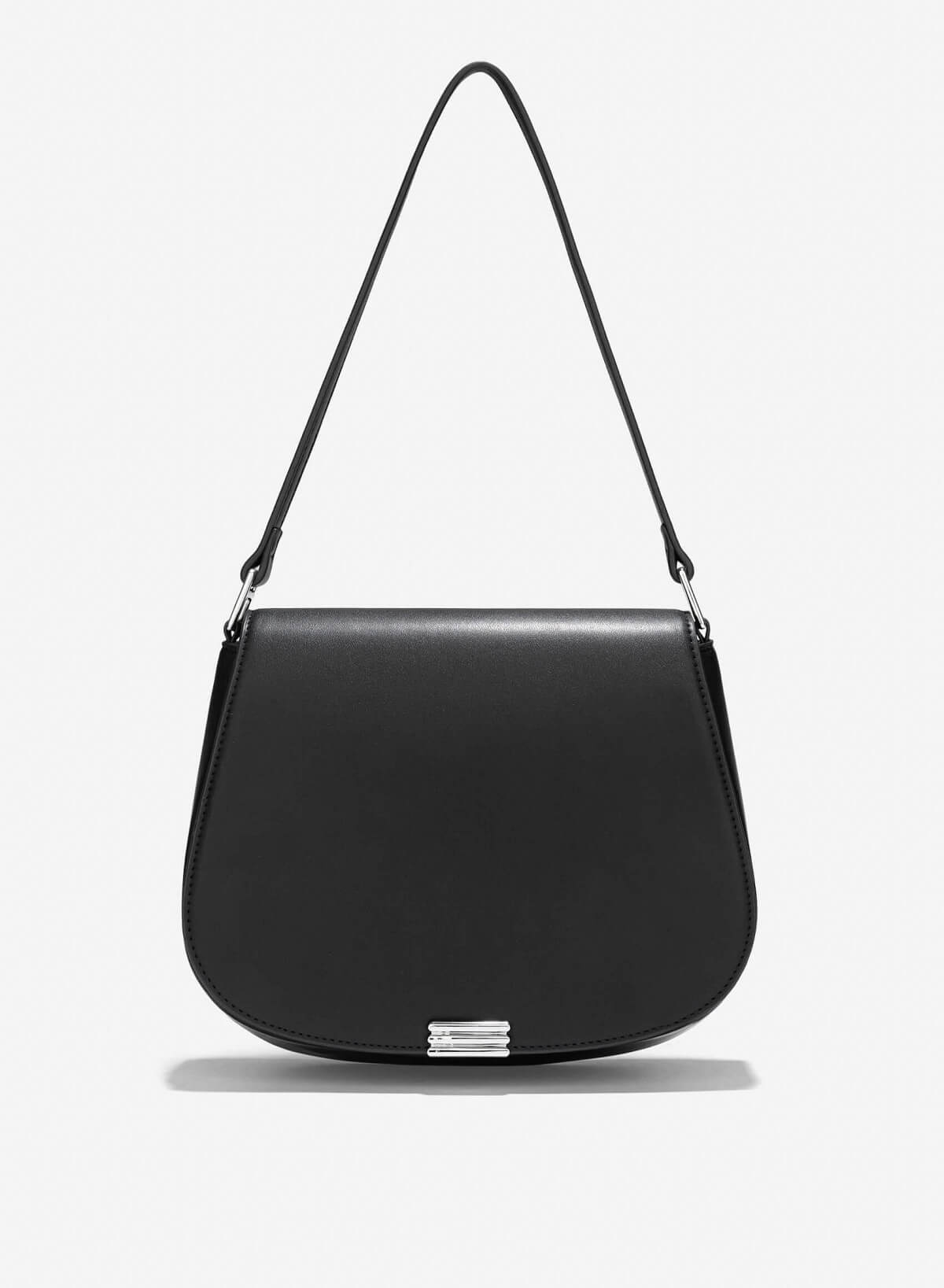 Décor Lock Flap Saddle Bag - MES 0252 - Black - VASCARA