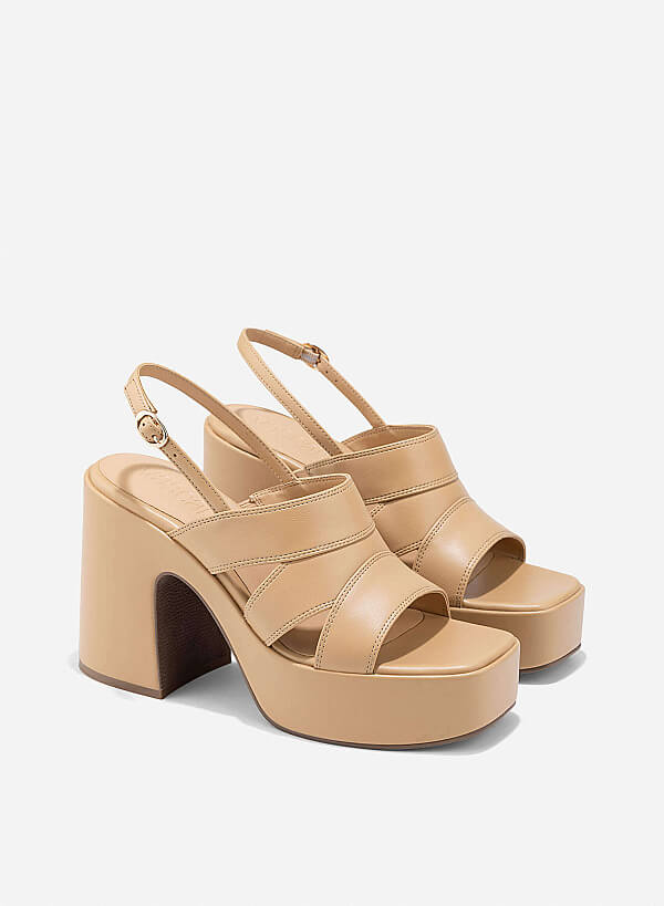 Layered Platform Sandals - PUM 0801 - Beige - VASCARA