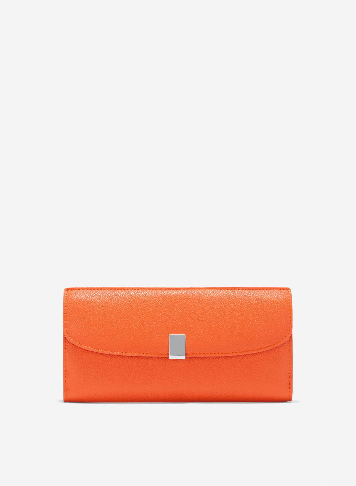 Metal Clasp Round Flap Handheld Wallet - WLL 0281 - Orange - VASCARA