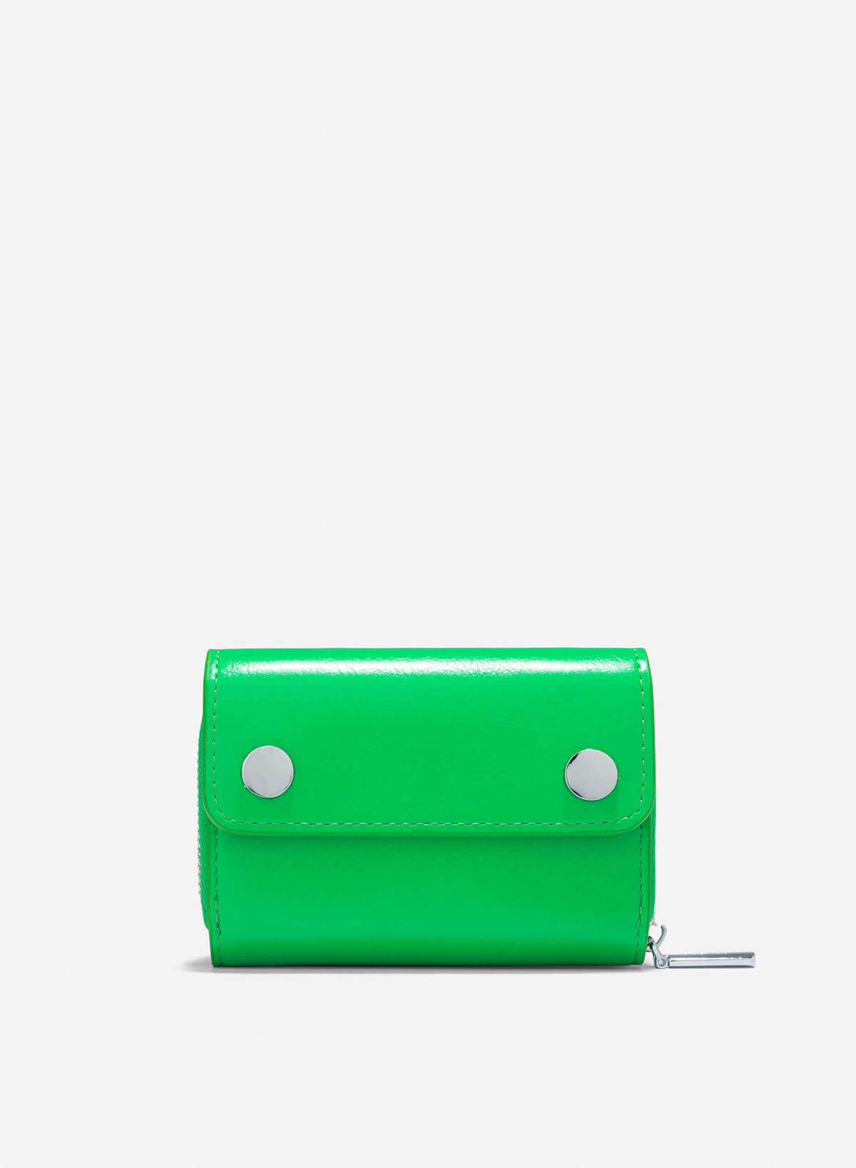 Metal Lock Mini Flap Wallet - WLL 0296 - Green - VASCARA
