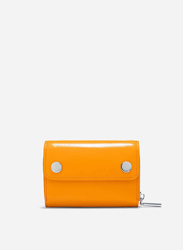 Metal Lock Mini Flap Wallet - WLL 0296 - Orange