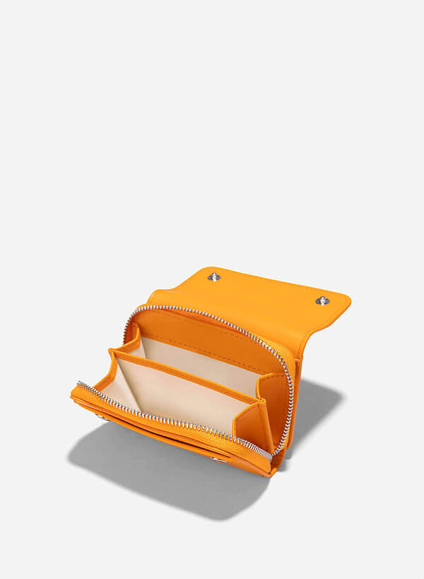 Metal Lock Mini Flap Wallet - WLL 0296 - Orange - VASCARA