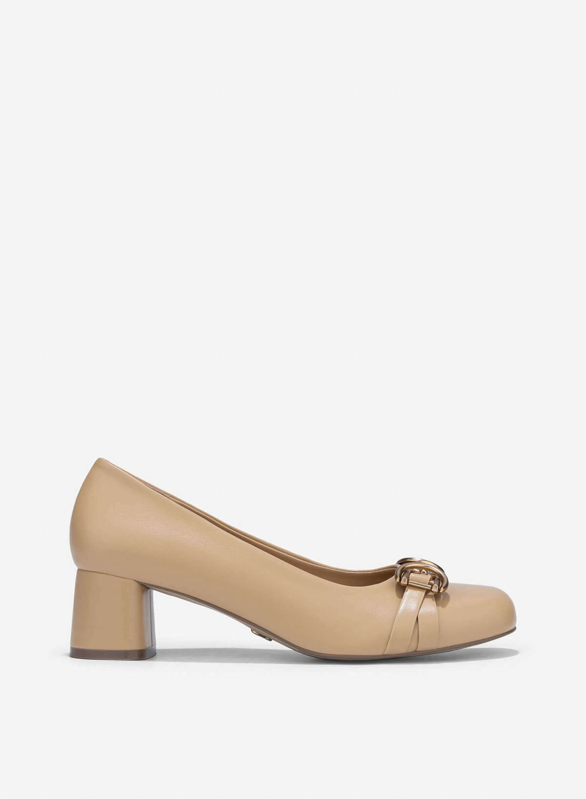 Metal Lock Round Toe Pumps - HIG 0679 - Beige - VASCARA