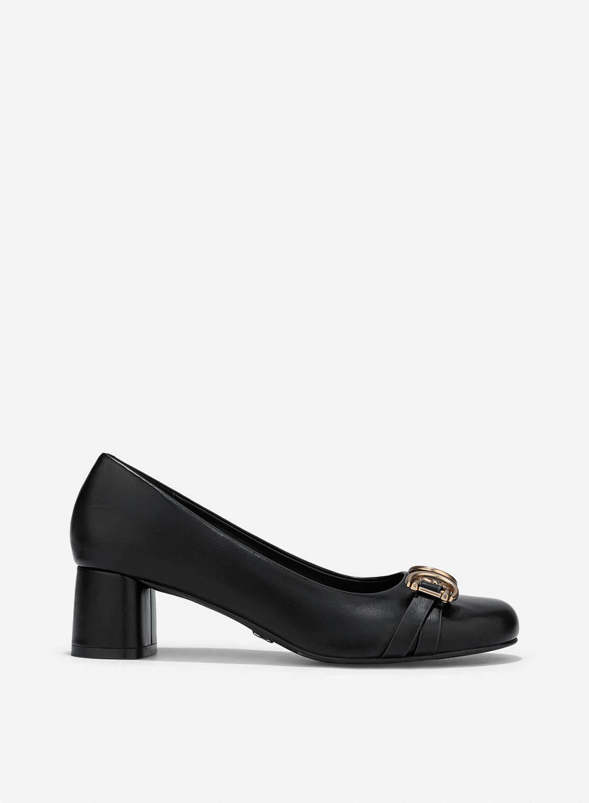 Metal Lock Round Toe Pumps - HIG 0679 - Black - VASCARA