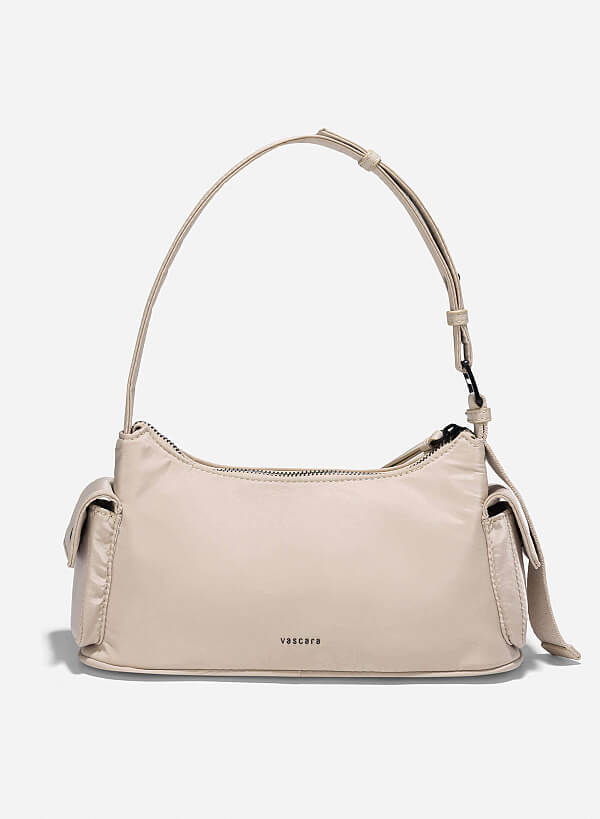 Multi-Compartment Parachute Fabric Mini Pocket Bag - MES 0256 - Beige - VASCARA