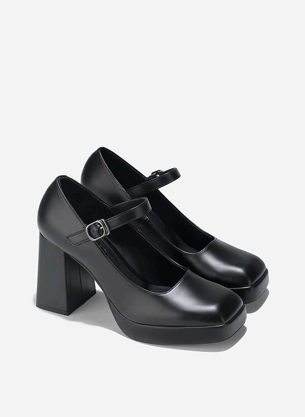 Platform Mary Janes - HIG 0674 - Black - VASCARA