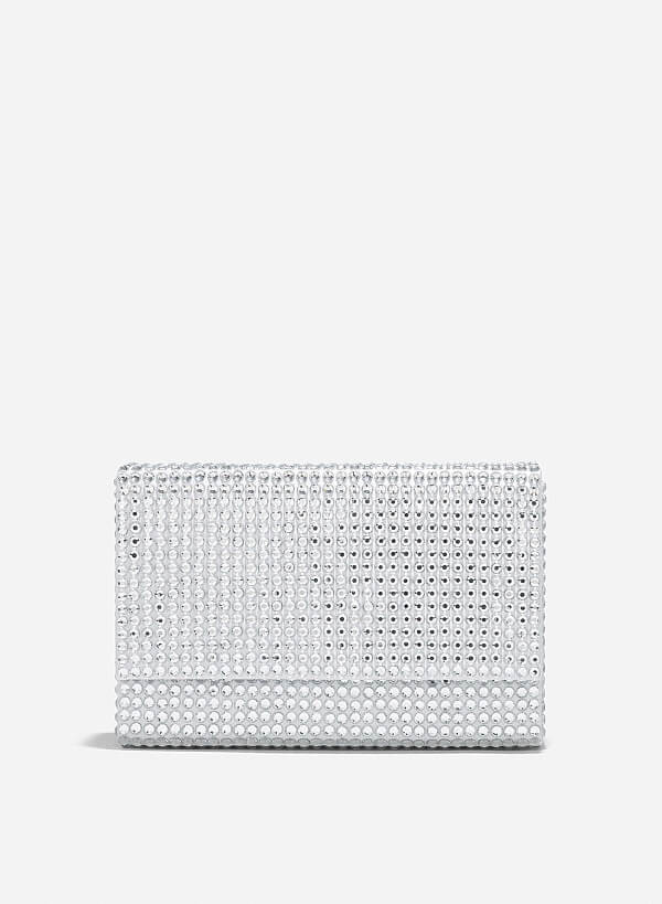 View more item Rhinestones Box Clutch - CLT 0125 - Silver