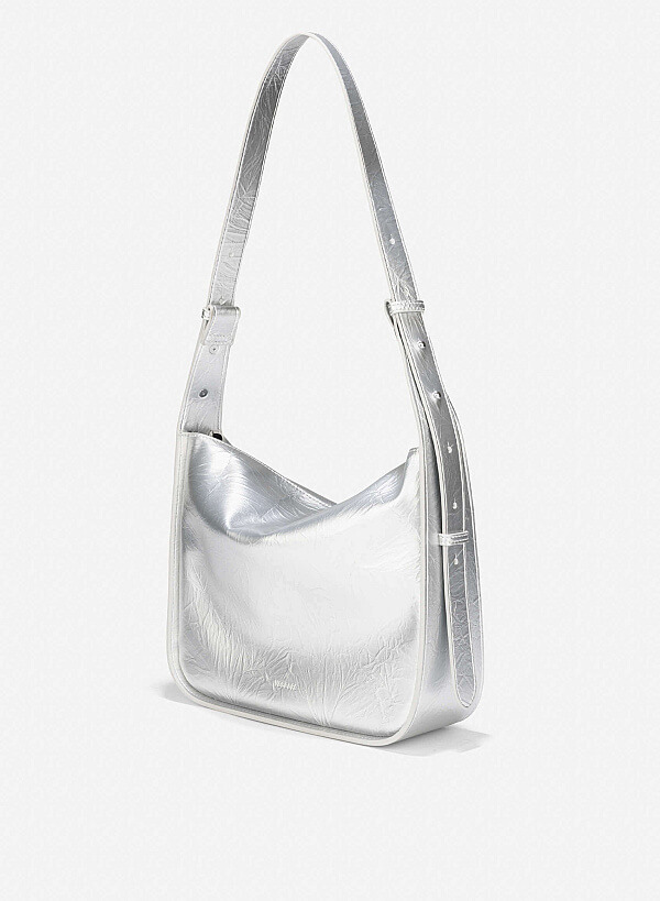 Slouchy Shoulder Bag - TTE 0164 - Silver - VASCARA