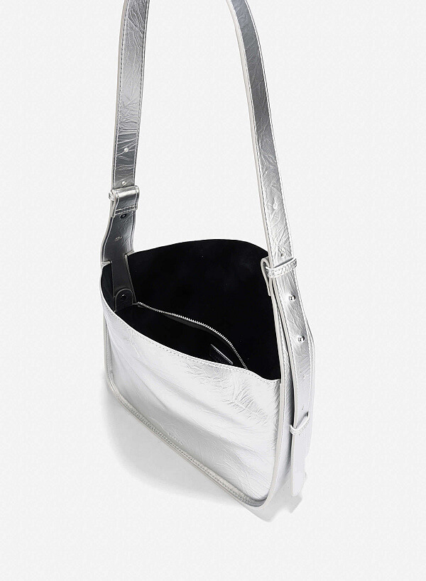 Slouchy Shoulder Bag - TTE 0164 - Silver - VASCARA
