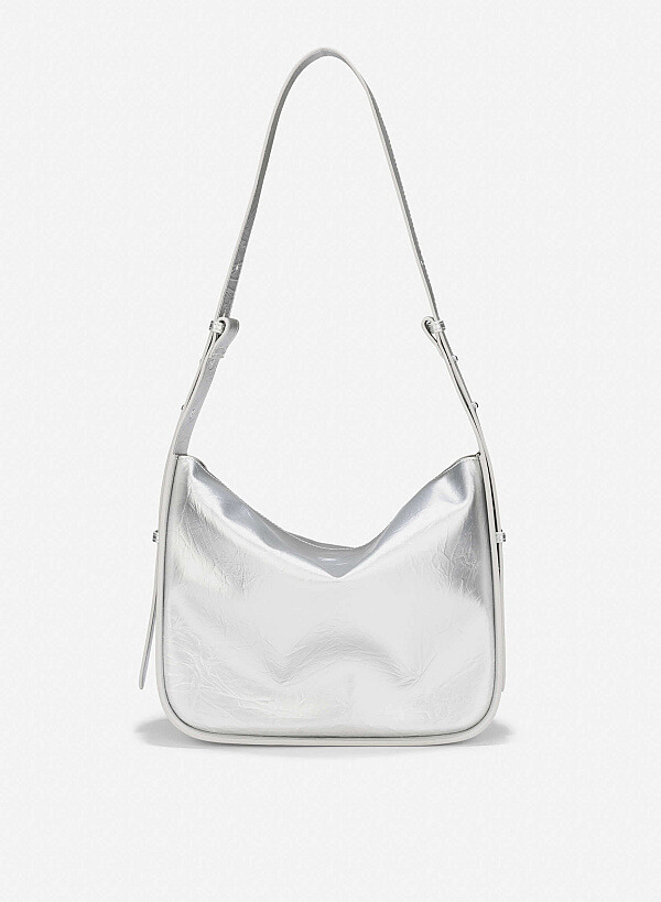 Slouchy Shoulder Bag - TTE 0164 - Silver - VASCARA