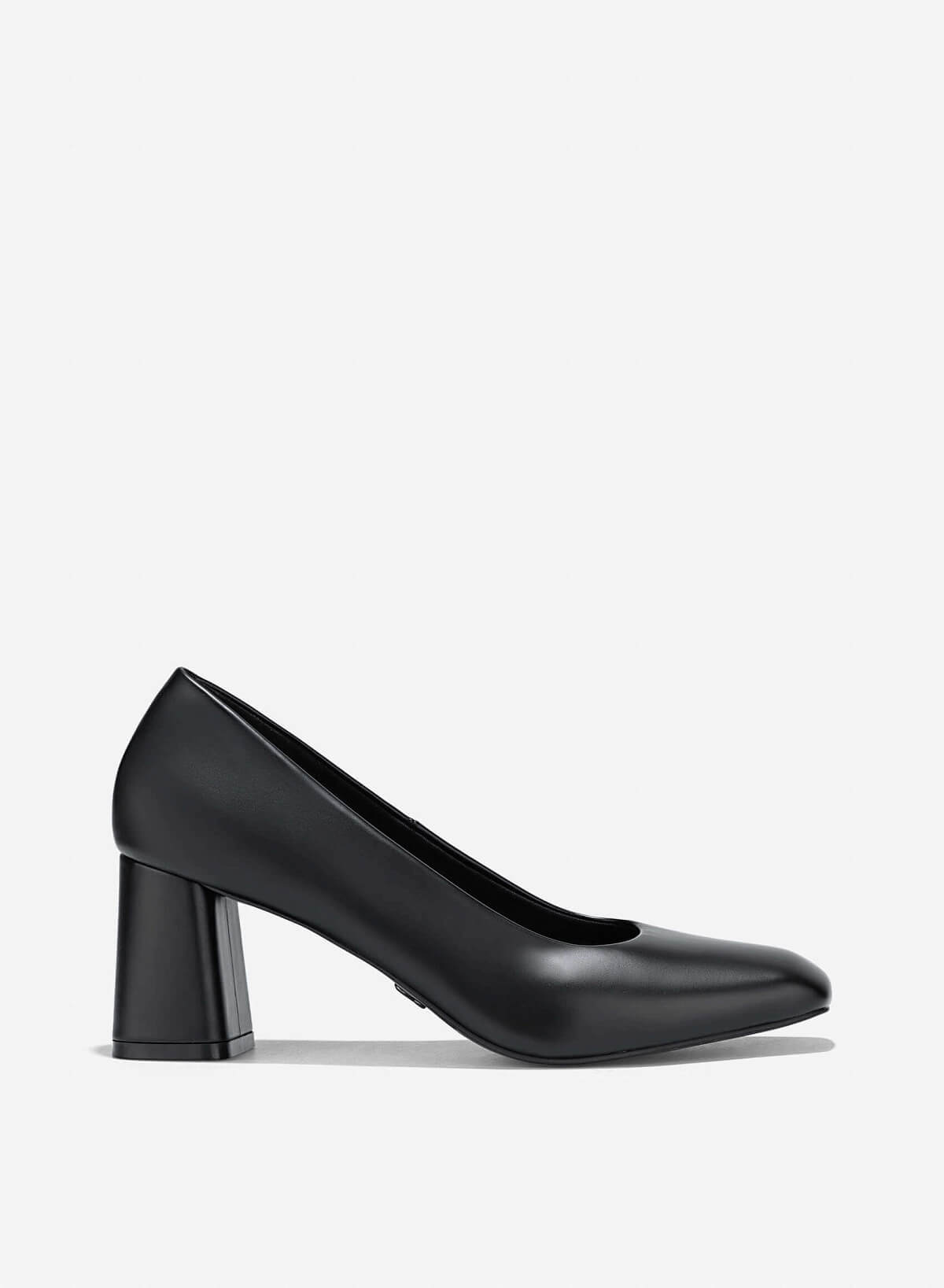 Square Toe Block Heeled Pumps - HIG 0673 - Black - VASCARA