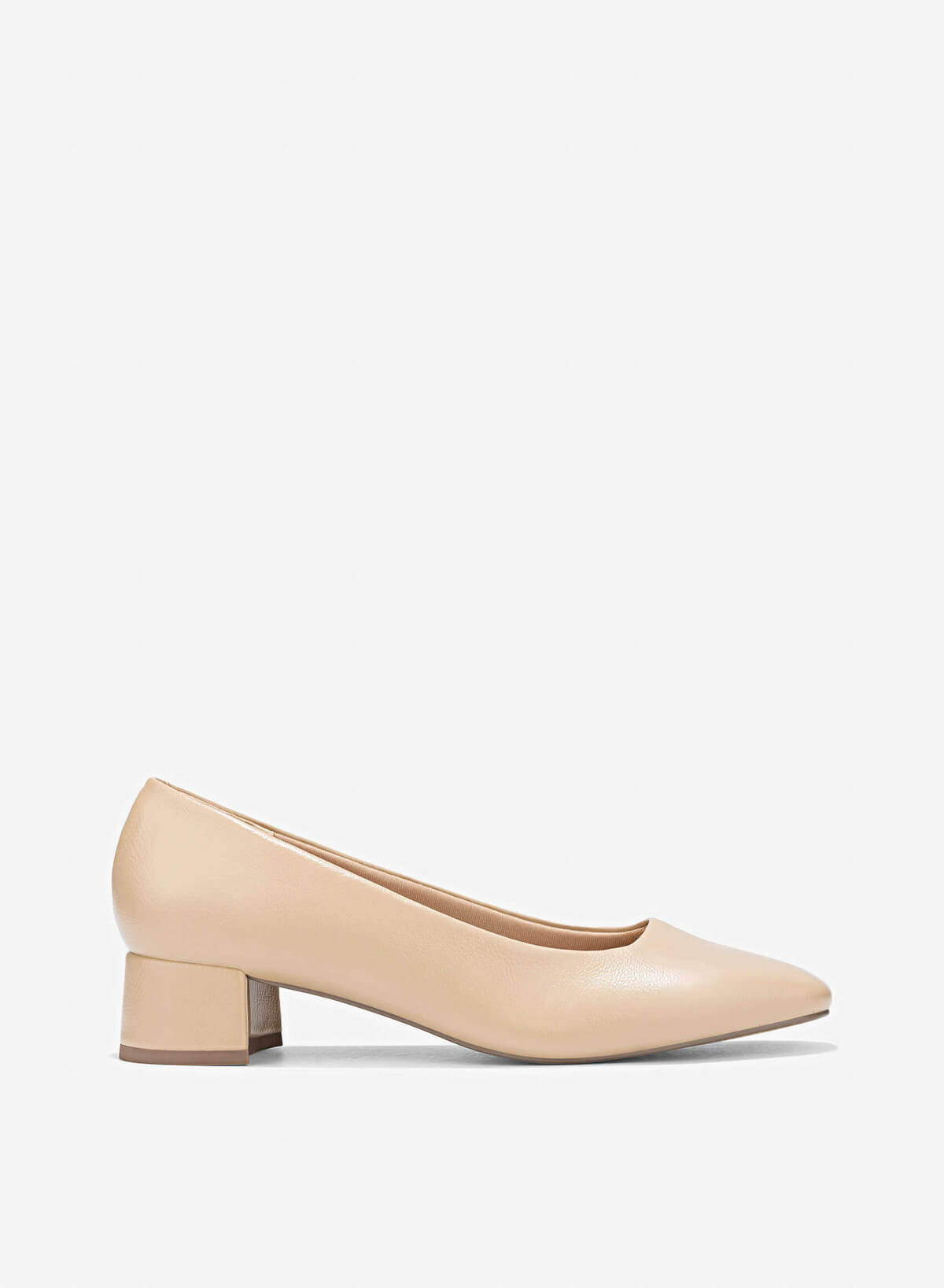 Square Toe Block Heels Pumps - HIG 0668 - Beige - VASCARA