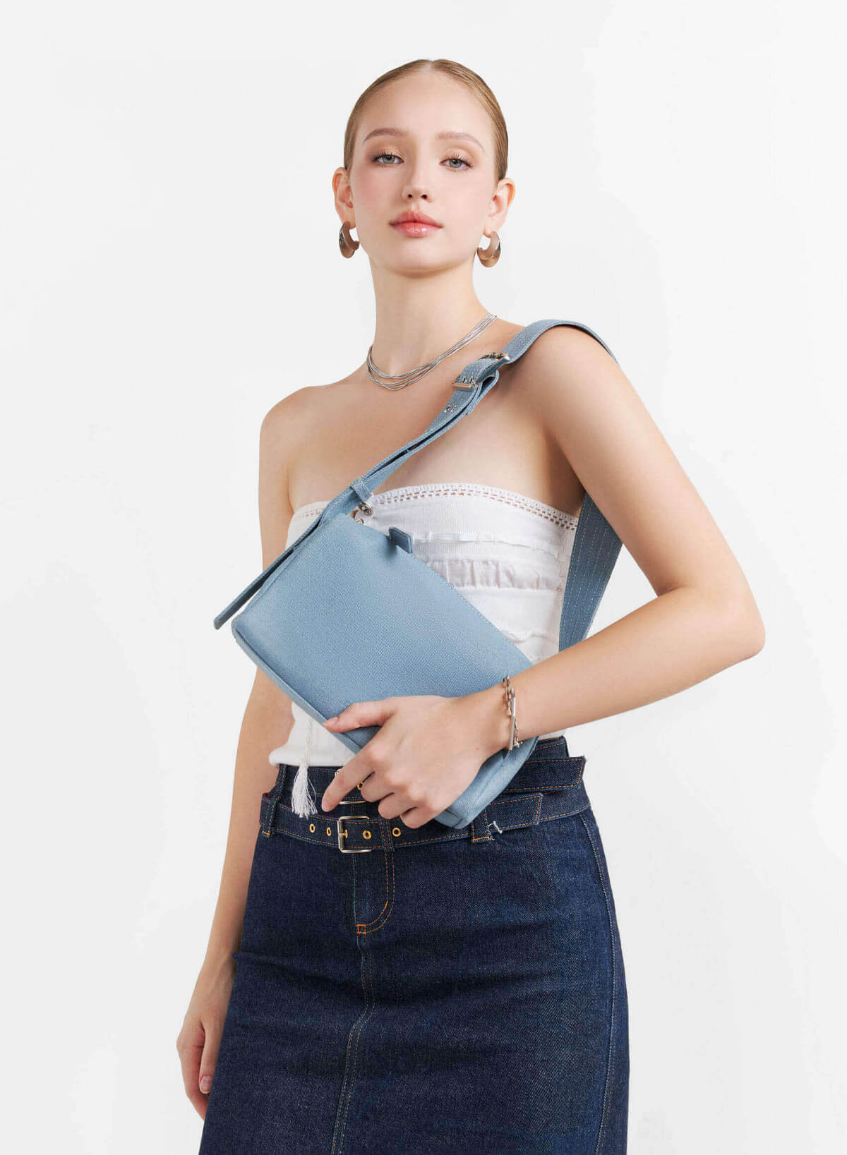 Trendy Strap Y2K Shoulder Bag - MES 0253 - Denim - vascara.com