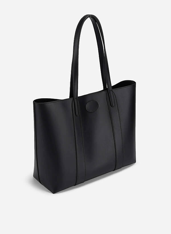 Twist Lock Classic Oversized Tote Bag - TTE 0162 - Black - VASCARA