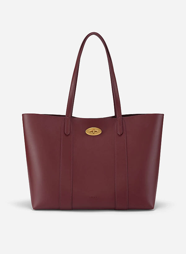 Twist Lock Classic Oversized Tote Bag - TTE 0162 - Bordeaux