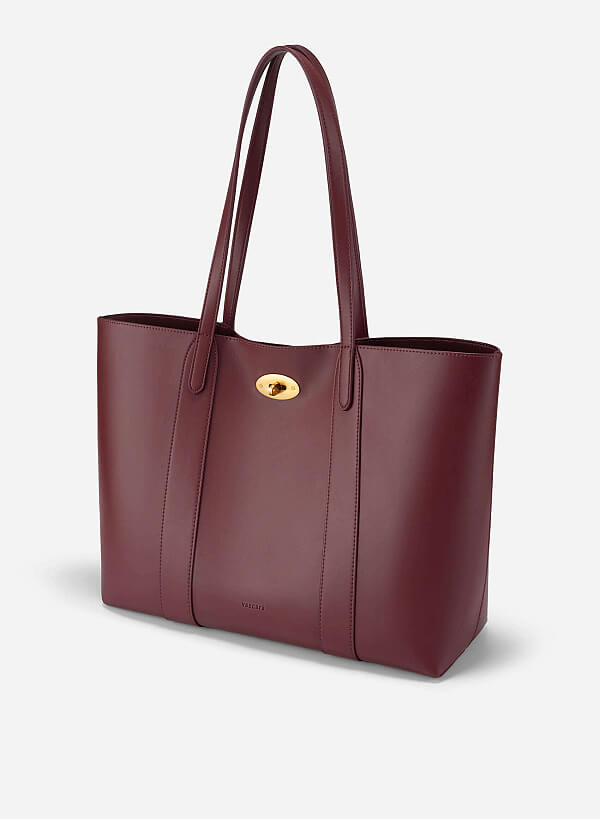 Twist Lock Classic Oversized Tote Bag - TTE 0162 - Bordeaux - VASCARA