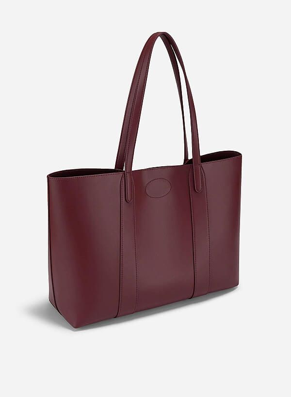 Twist Lock Classic Oversized Tote Bag - TTE 0162 - Bordeaux - VASCARA