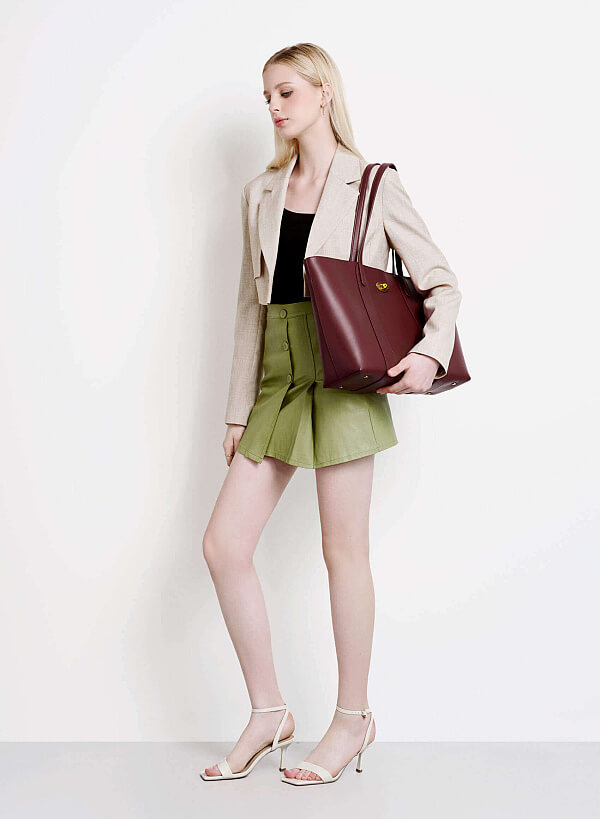 Twist Lock Classic Oversized Tote Bag - TTE 0162 - Bordeaux - VASCARA