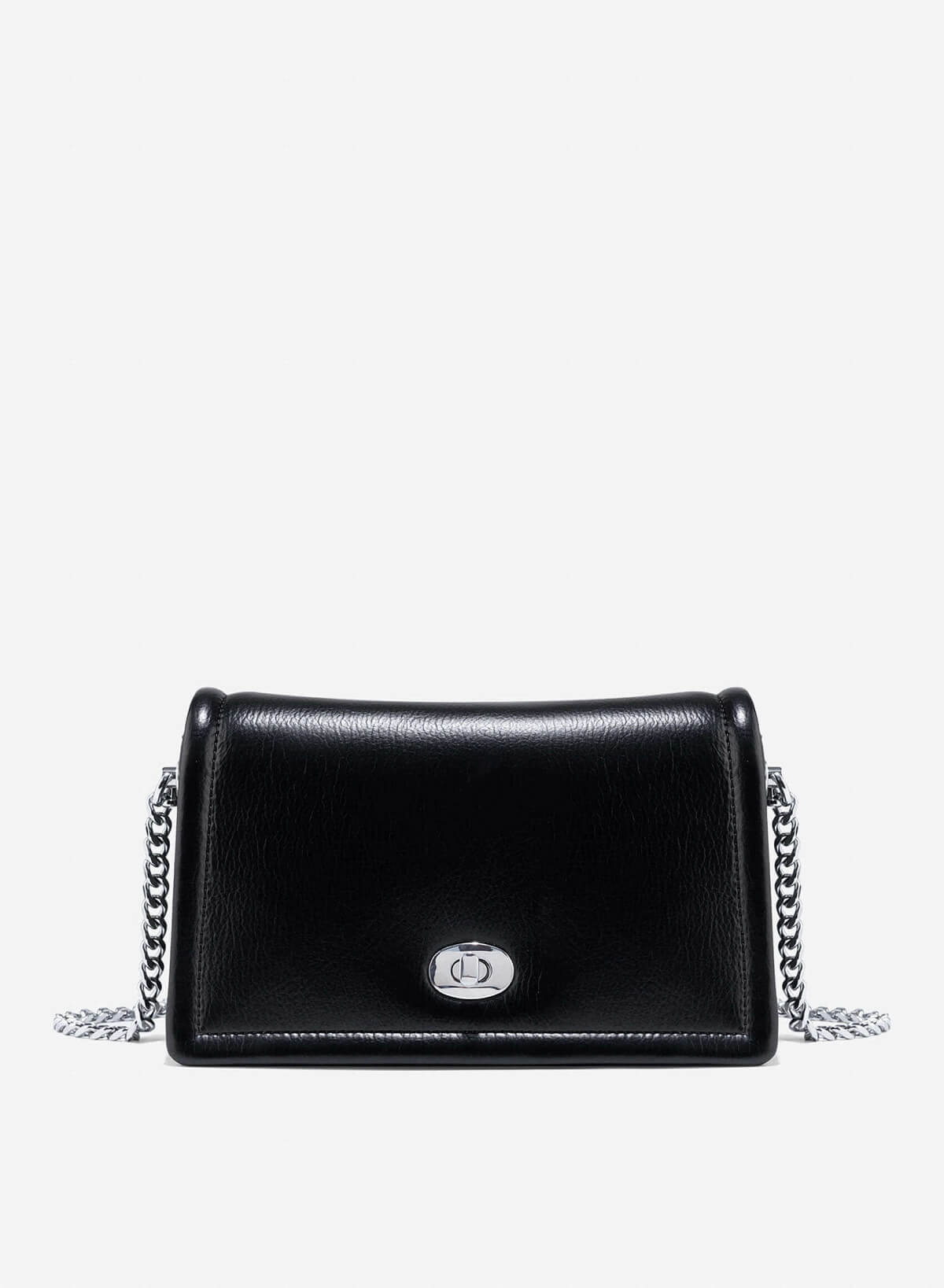 Twist Lock Flap Shoulder Bag - MES 0259 - Black - VASCARA