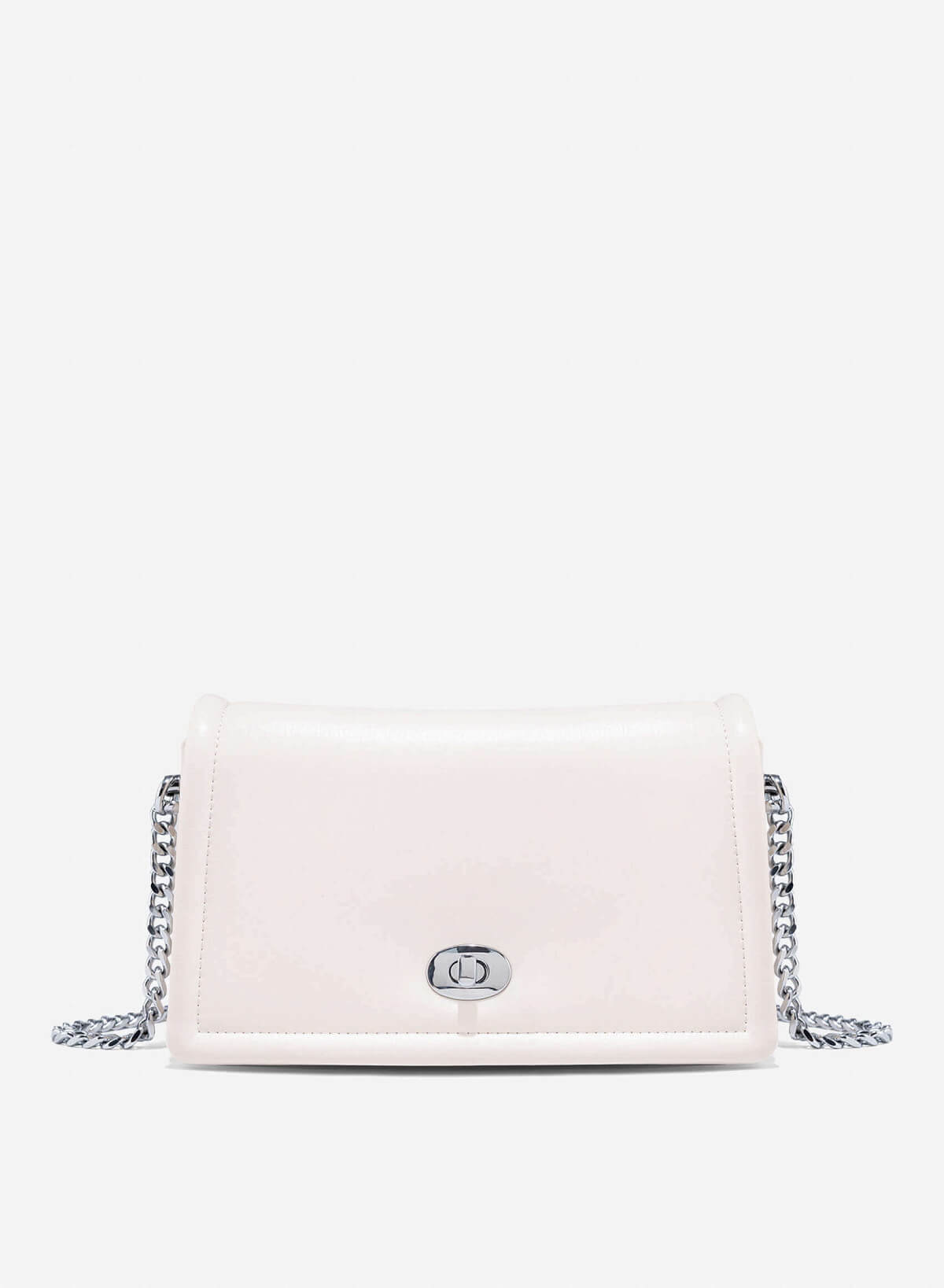 Twist Lock Flap Shoulder Bag - MES 0259 - Cream - VASCARA