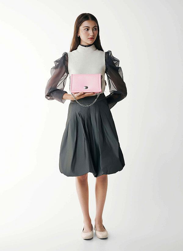 Twist Lock Flap Shoulder Bag - MES 0259 - Light Pink - VASCARA
