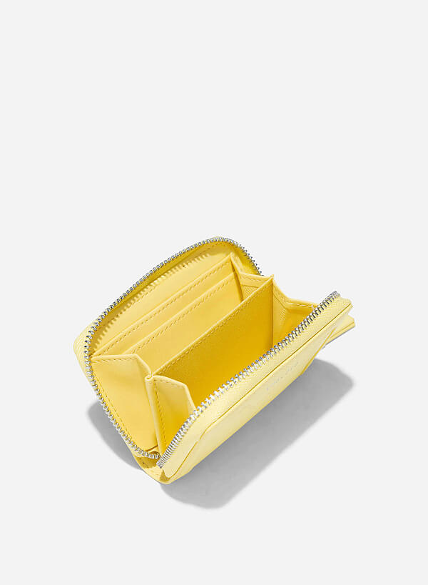 Zip-Around Handheld Mini Wallet - WLL 0301 - Light Yellow - VASCARA